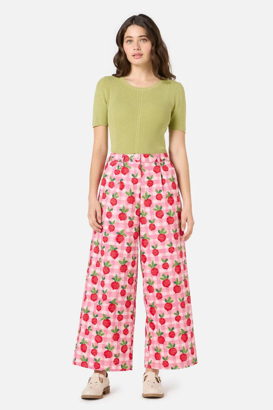 Image of a model wearing Pants. Productname: Radish Picnic Culotte in Pink colour by brand - Princess Highway