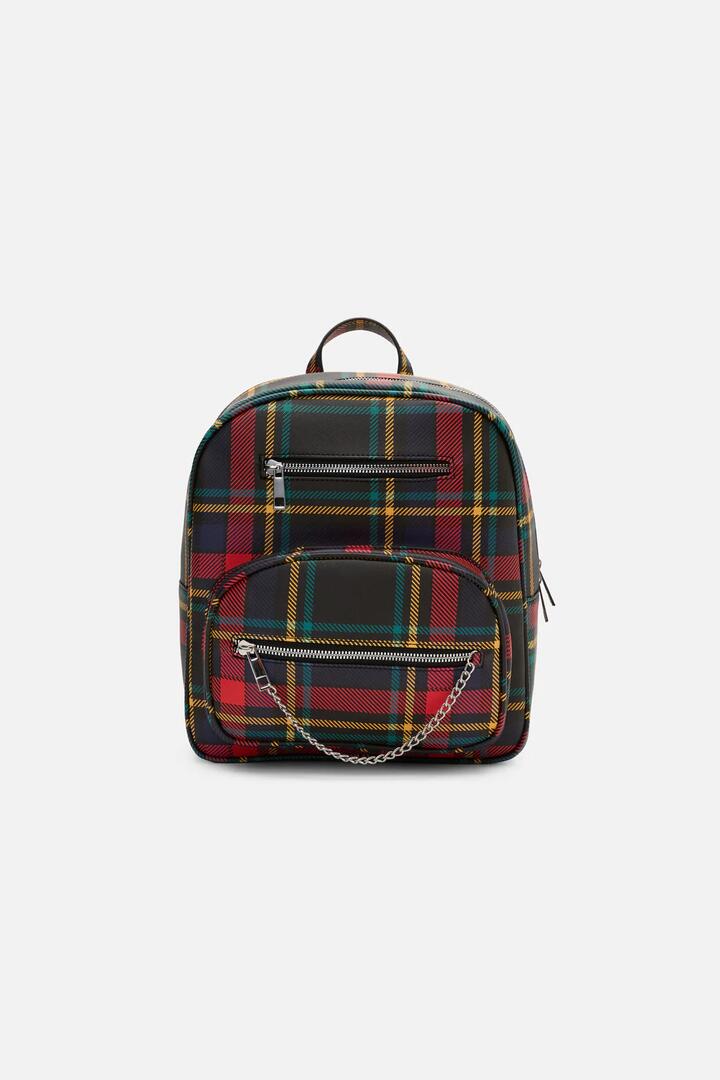 Image of Bags. Productname: Anarchic Tartan Chain Backpack in Black colour by brand - Dangerfield
