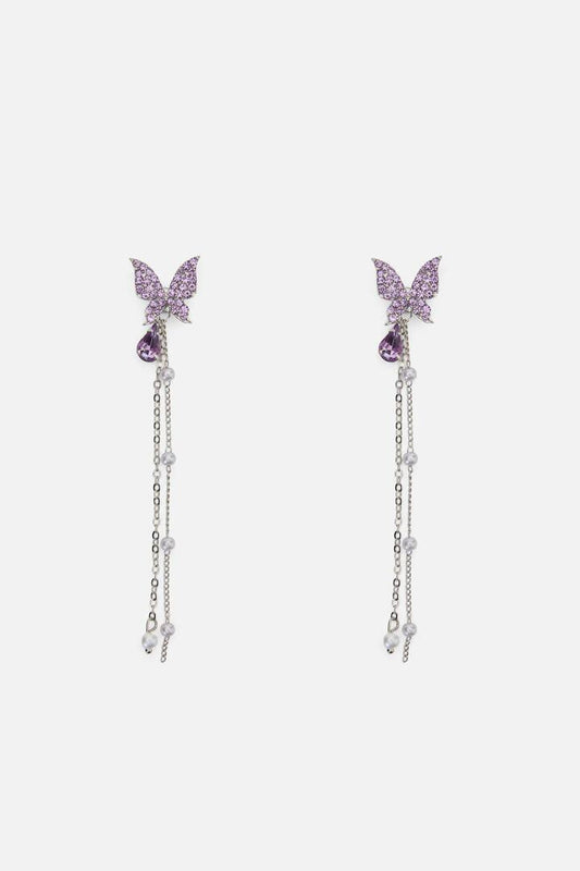 Image of Earrings. Productname: Lilac Butterfly Drop Earrings in Lilac colour by brand - Princess Highway
