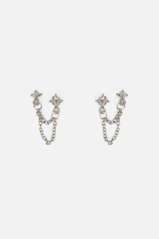 Image of Earrings. Productname: Two Hole Chain Earrings in Silver colour by brand - Princess Highway