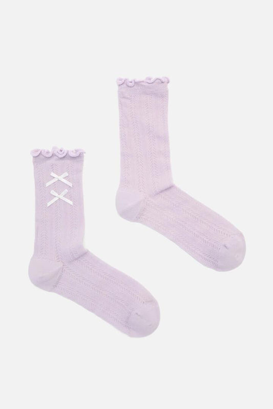 Image of Socks. Productname: Lilac Lacey Bow Socks in Lilac colour by brand - Princess Highway