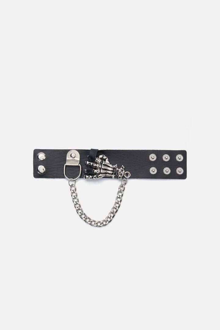 Image of Jewelry. Productname: Skeleton Hand Chain Cuff in Black colour by brand - Dangerfield