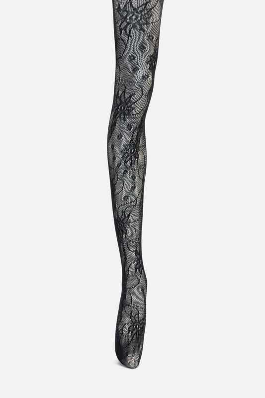 Image of Lingerie. Productname: Flower Fishnet Tights in Black colour by brand - Dangerfield