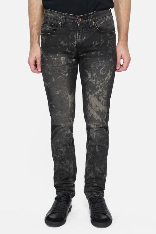 Image of a model wearing Denim. Productname: Straight Leg Slim Jean Black in Black colour by brand - Revival