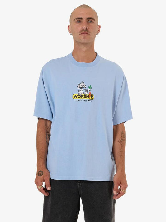 Image of T-Shirts. Productname: Worship Home Grown Oversized T in Bell Air Blue colour by brand - Worship