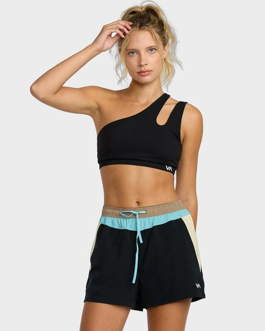 Image of Activewear. Productname: RVCA - Womens Va One Sholder Sports Bra - Black - in Black colour by brand - RVCA