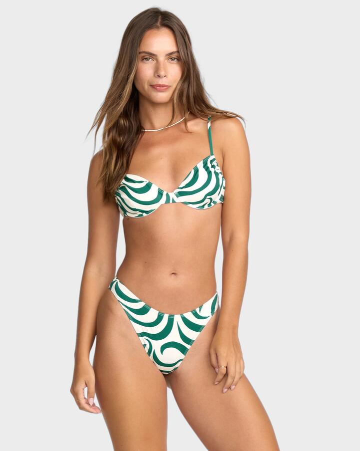 Image of Swimwear. Product name - Billabong Womens All The Waves Bikini Bottom Evergreen in Evergreen colour by brand - Billabong