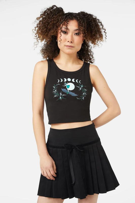 Image of a model wearing Tops. Productname: Nocturnal Tank in Black colour by brand - Black Friday