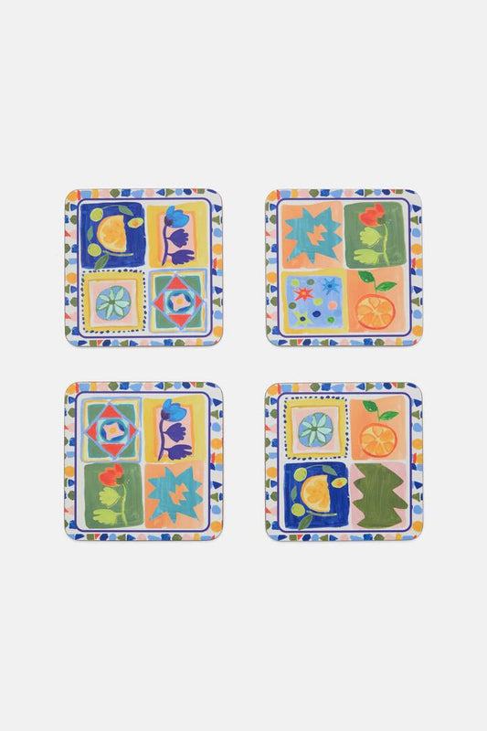 Image of Kitchen & Dining. Productname: Mediterranean Coaster Set 4 in Print colour by brand - Gorman