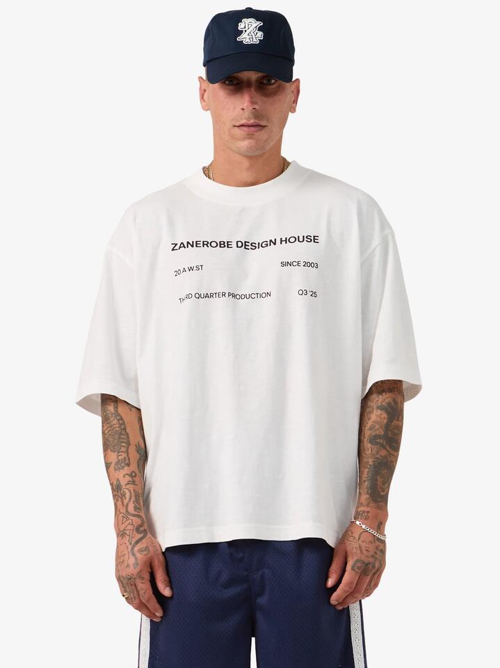 Image of a model wearing Tops. Productname: Zanerobe Slub Flow Tee in Vintage White colour by brand - Zanerobe