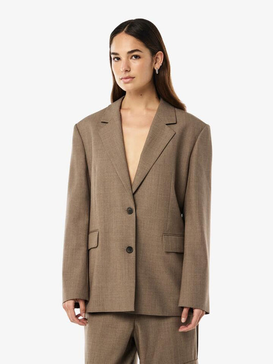 Image of a model wearing Outerwear. Productname: Pe Nation Residency Blazer in Walnut colour by brand - Pe Nation