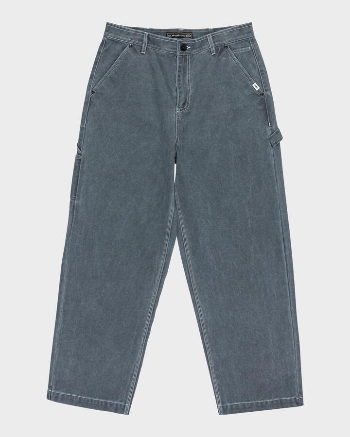 Image of a model wearing Pants. Product name - Quiksilver Mens Mercury Straight Out Pants Black in Black colour by brand - Quiksilver