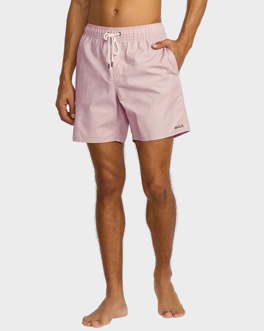 Image of a model wearing Shorts. Product name - RVCA Mens Opposite Elastic 2 Walkshorts Pale Mauve in Pale Mauve colour by brand - RVCA