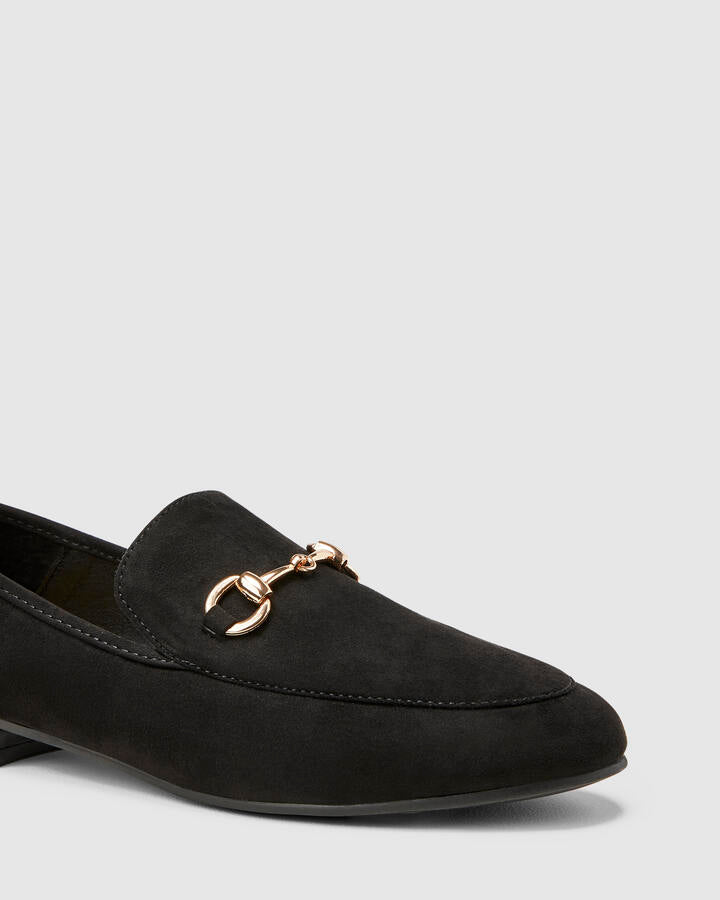 Image of Flats. Productname: Early: Black Suede - Women's Casual Flat Closed in Black colour by brand - Novo