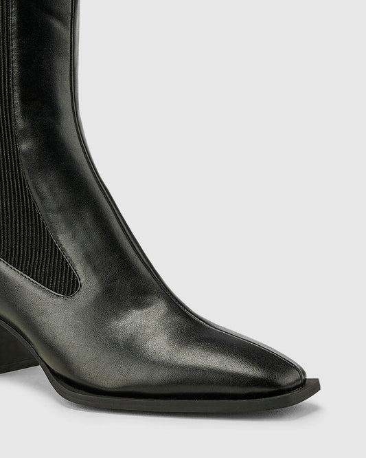 Image of Boots. Productname: DNA: Black Smooth - Women's Boot Low-Mid Heel in Black colour by brand - Novo
