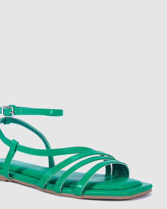 Image of Flats. Productname: TAHIRA: GREEN - Women's Strappy - Flat in Green colour by brand - Novo