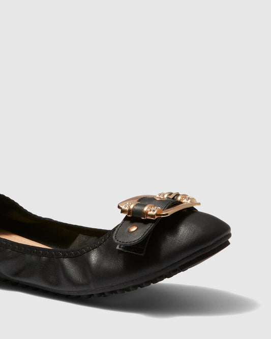 Image of Flats. Productname: ELLERA: BLACK - Women's Casual Flat Closed in Black colour by brand - Novo