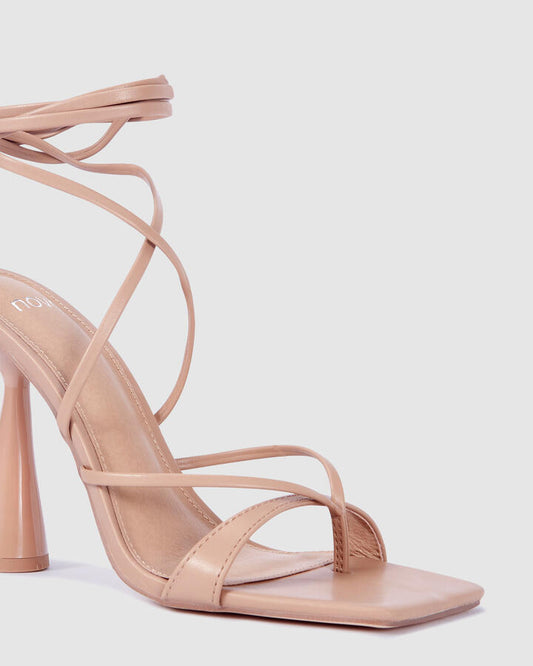 Image of Heels. Product name - Zancy Buff Heels in Beige colour by brand - Novo