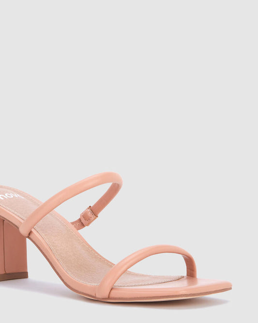 Image of Heels. Productname: Udella: Buff - Women's Strappy - Low Heel in Beige colour by brand - Novo
