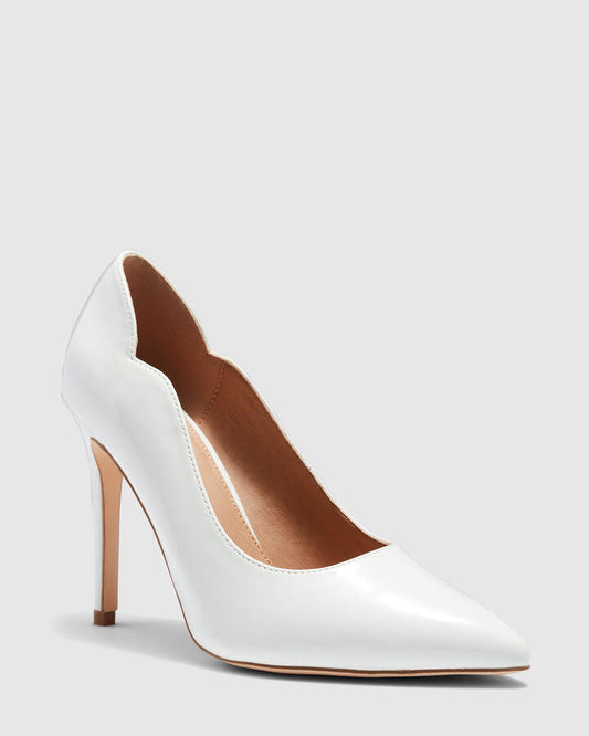Image of Footwear. Productname: Inisa: White Patent - Women's Court - High Heel in White colour by brand - Novo