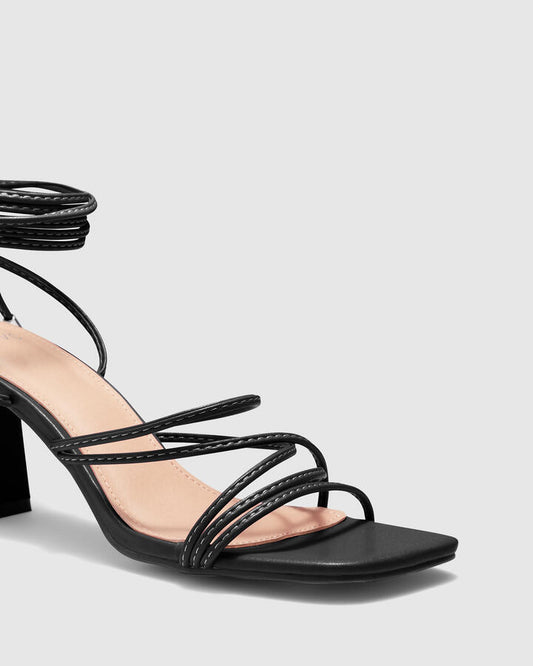 Image of Heels. Productname: Ulany: Black - Women's Strappy - Low Heel in Black colour by brand - Novo