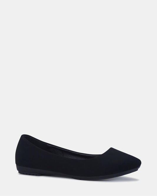 Image of Flats. Productname: Carry: Black Nubuck - Women's Casual Flat Closed in Black Nubuck colour by brand - Novo
