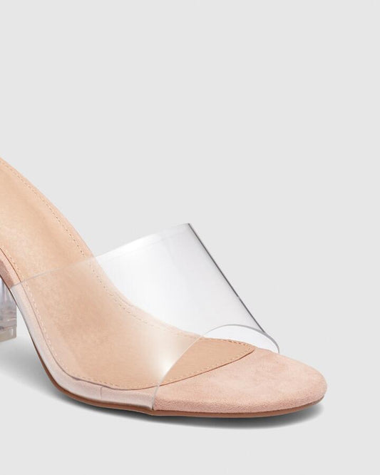 Image of Heels. Productname: Ferraz: Clear - Women's Strappy - High Heel in Beige colour by brand - Novo