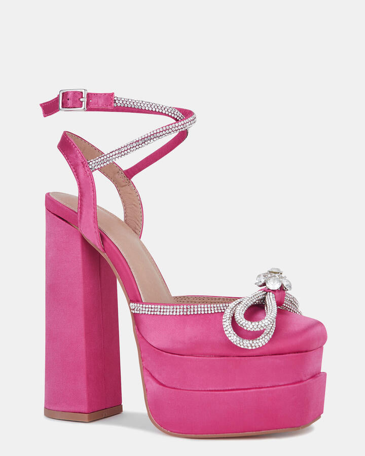 Image of Heels. Product name - Zamari Magenta Satin Heels in Pink colour by brand - Novo