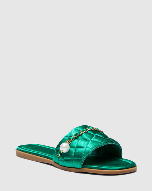 Image of Sandals. Productname: Sidney: Green Satin - Women's Thongs in Green colour by brand - Novo
