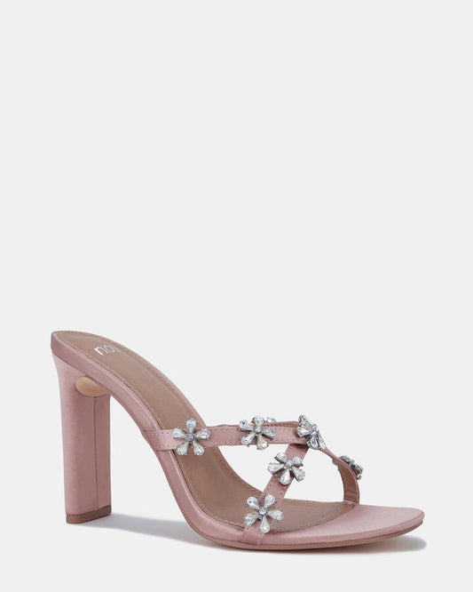 Image of Heels. Productname: Larna: Nude Satin - Women's Strappy - High Heel in Neutral colour by brand - Novo