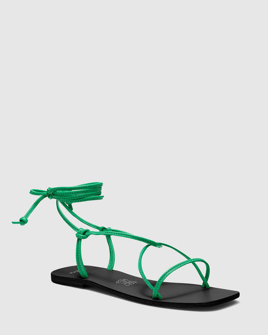 Image of Flats. Productname: Sanfransisco: Green - Women's Strappy - Flat in Green colour by brand - Novo
