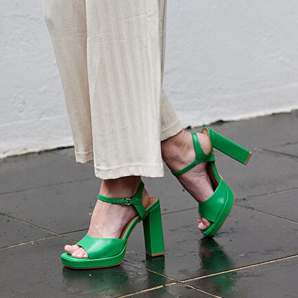 Image of Heels. Productname: MANTLE: GREEN - Women's Strappy - High Heel in Green colour by brand - Novo