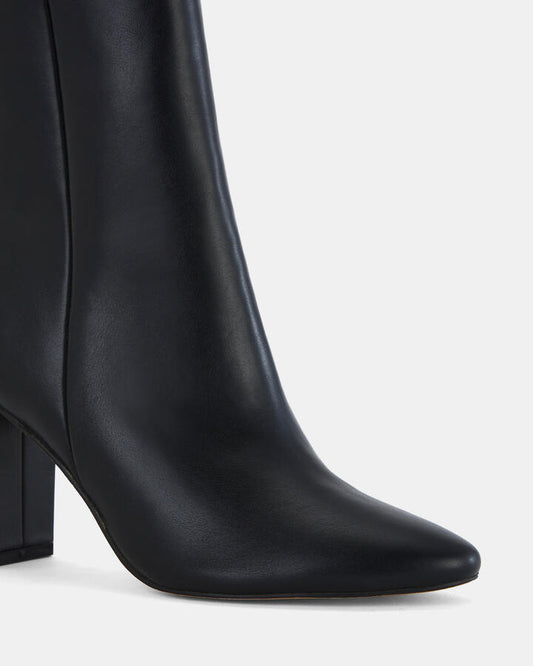 Image of Boots. Product name - Hollie Black Heeled Boots in Black colour by brand - Novo