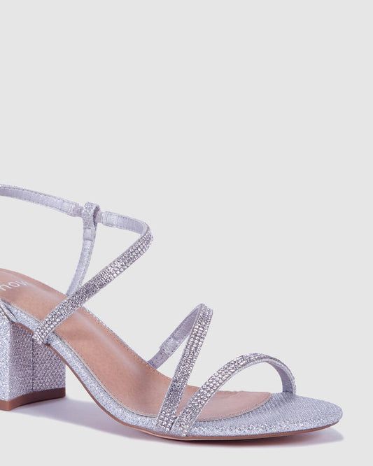 Image of Heels. Product name - Praise Silver Low Heels in Multi colour by brand - Novo