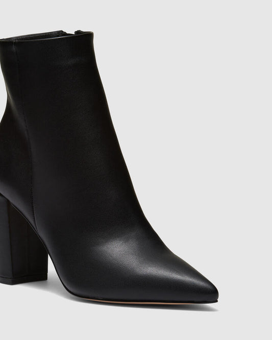 Image of Boots. Product name - Kaesha Black Heeled Boots in Black colour by brand - Novo
