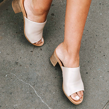 Image of Heels. Productname: FUSSY Nude Women's Strappy - Low Heel Novo Heels in Neutral colour by brand - Novo