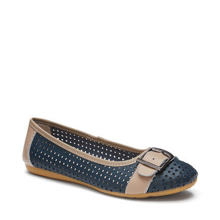 Image of Flats. Productname: Dolce: Navy/tan - Women's Casual Flat Closed in Blue colour by brand - Novo