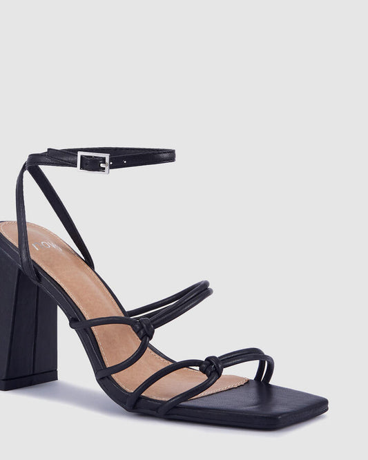 Image of Heels. Product name - Zaidy Black Block Heels in Black colour by brand - Novo