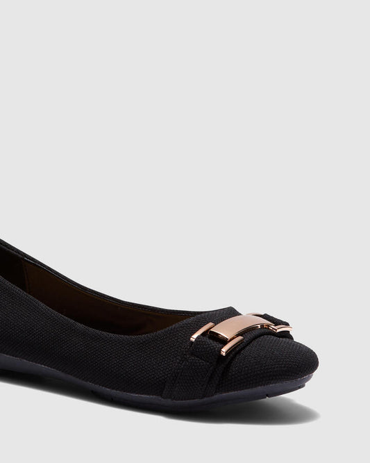 Image of Flats. Productname: ENZA BLACK Women's Casual Flat Closed Novo Flats in Black colour by brand - Novo