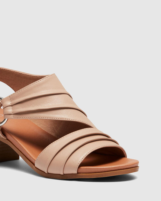 Image of Heels. Product name - Usera Nude Low Heels in Neutral colour by brand - Novo