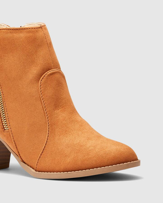 Image of Boots. Productname: DILMAR TAN Women's Boot Low-Mid Heel Novo Boots in Tan colour by brand - Novo