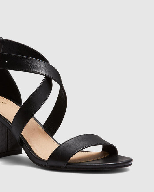 Image of Heels. Productname: UNIVERSAL BLACK Women's Strappy - Low Heel Novo Heels in Black colour by brand - Novo