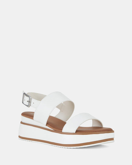 Image of Heels. Product name - Brydie White Platform Sandals in Multi colour by brand - Novo