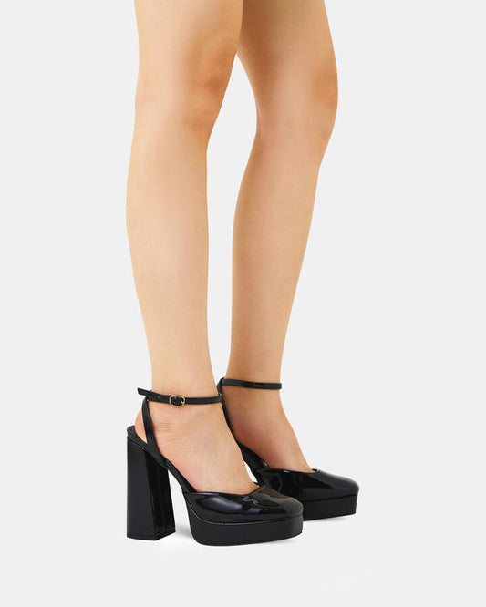 Image of Footwear. Productname: ILIKA Black Patent Women's Court - High Heel Novo Heels in Black colour by brand - Novo