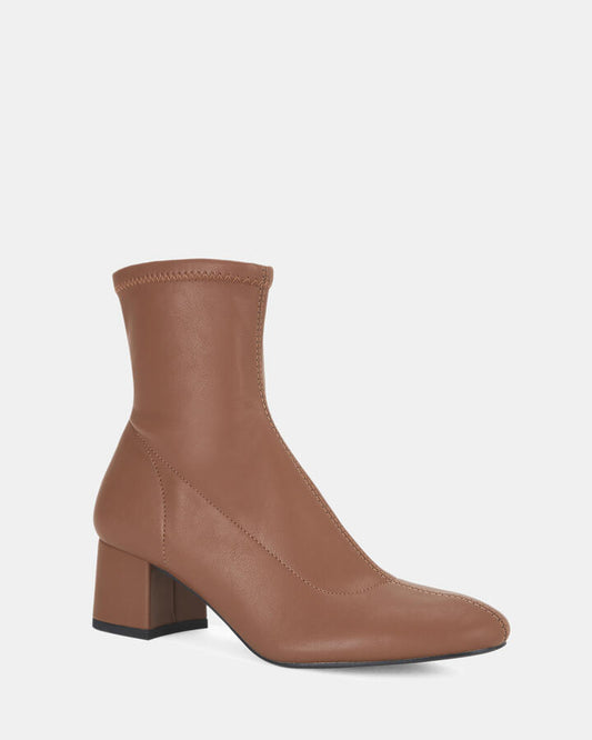 Image of Boots. Productname: DANCY BROWN Women's Boot Low-Mid Heel Novo Boots in Tan colour by brand - Novo