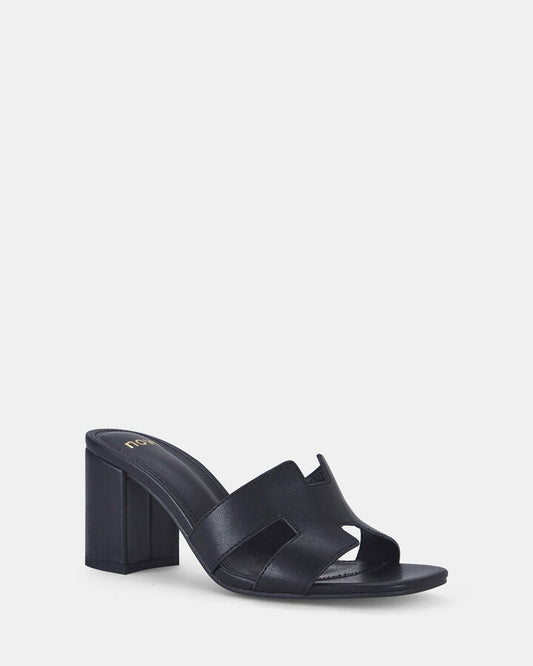 Image of Heels. Product name - Francine Black Open Toe Heels in Black colour by brand - Novo