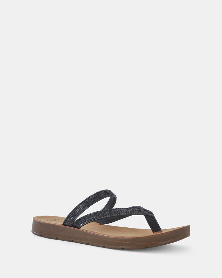Image of Sandals. Product name - Sleaha Black Vegan Sandals in Black colour by brand - Novo