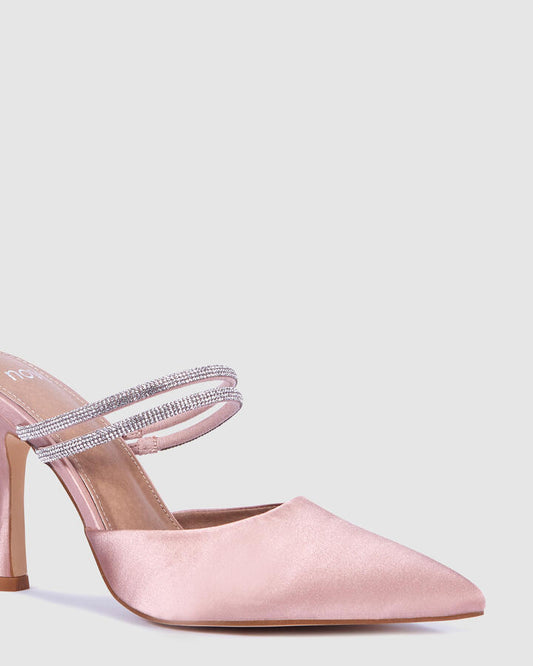 Image of Heels. Productname: Idris: Nude Satin - Women's Novo Evening in Neutral colour by brand - Novo