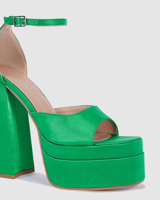 Image of Heels. Productname: ZINEY GREEN Women's High Fashion Novo Heels in Green colour by brand - Novo