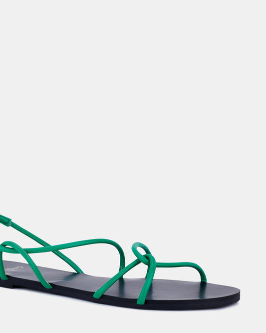 Image of Sandals. Product name - True Green Flat Sandals in Green colour by brand - Novo